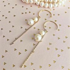 FRIIHOF+SIIG ØRERINGE, DOBBELT PEARL EARRING, GOLD